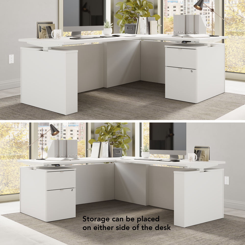 Shop Bush Business Furniture Stratus 72W x 78D Height Adjustable L Shaped Standing Desk with File Cabinet, Image 06, SUT016WH, #color_white