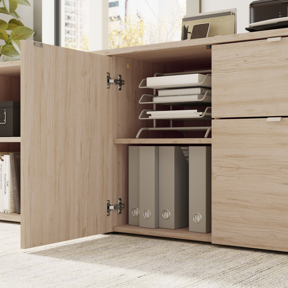 Shop Bush Business Furniture Stratus 72W x 30D Electric Height Adjustable Standing Desk with Storage, Image 06, SUT020NE, #color_natural elm