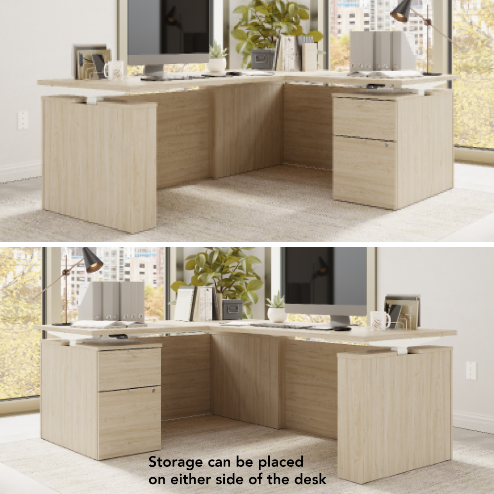 Shop Bush Business Furniture Stratus 60W x 78D Height Adjustable L Shaped Standing Desk with File Cabinet, Image 06, SUT015NE, #color_natural elm