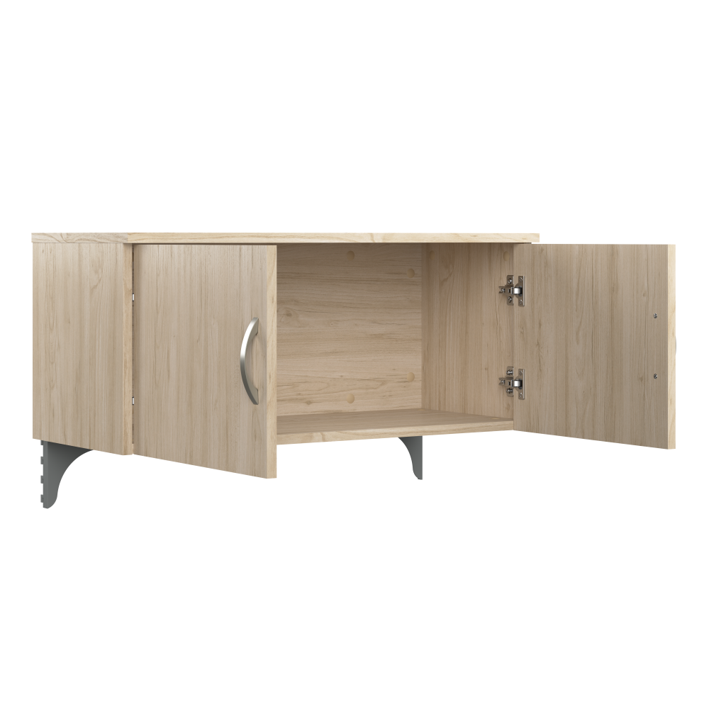 Shop Bush Business Furniture Office in an Hour Cubicle Storage Hutch with Paper Trays and Pencil Holder, Image 04, WC36597-03, #color_natural elm