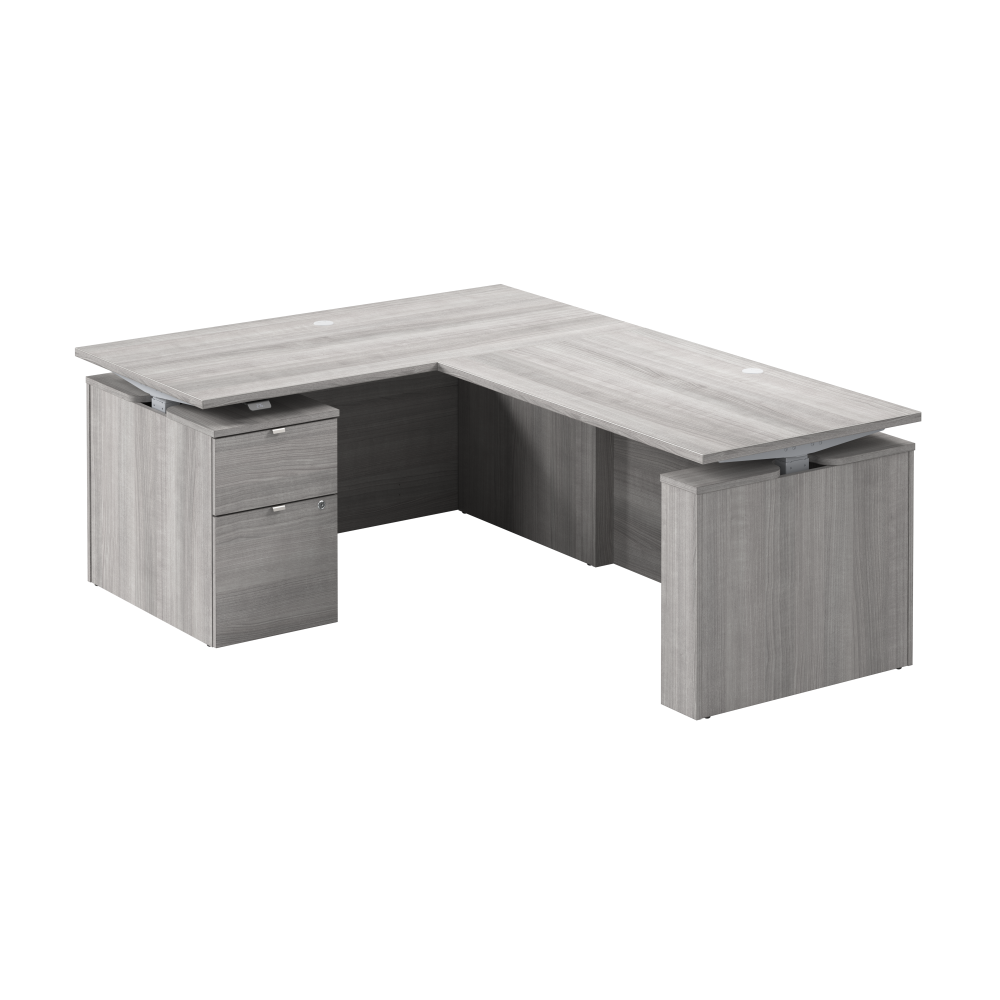Shop Bush Business Furniture Stratus 60W x 78D Height Adjustable L Shaped Standing Desk with File Cabinet, Image 01, SUT015PG, #color_platinum gray