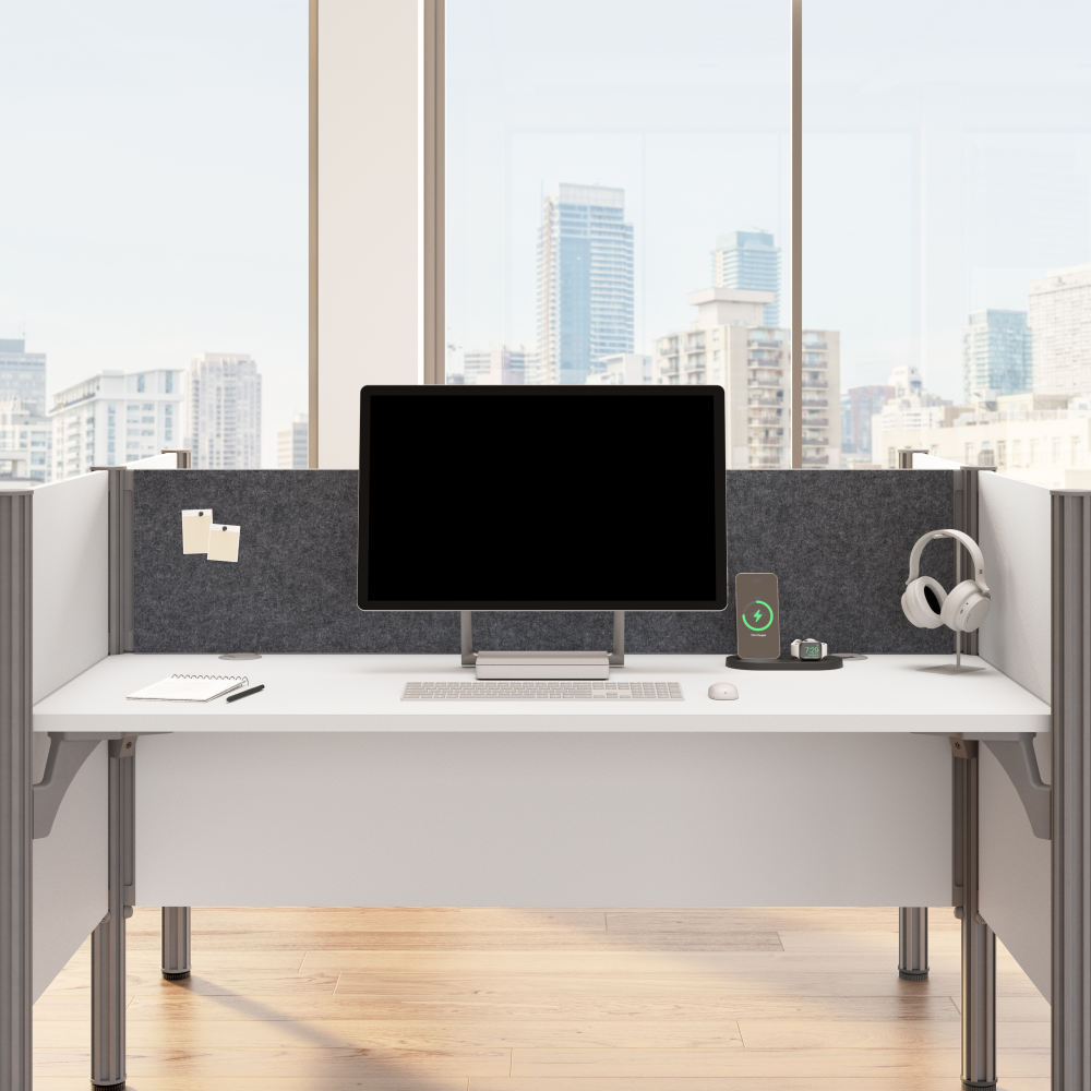 Shop Bush Business Furniture ProBiz 6 Person Office Cubicle Desk with Low Privacy Panels and Tackboard, Image 05, 100873CG-17, #color_dark gray