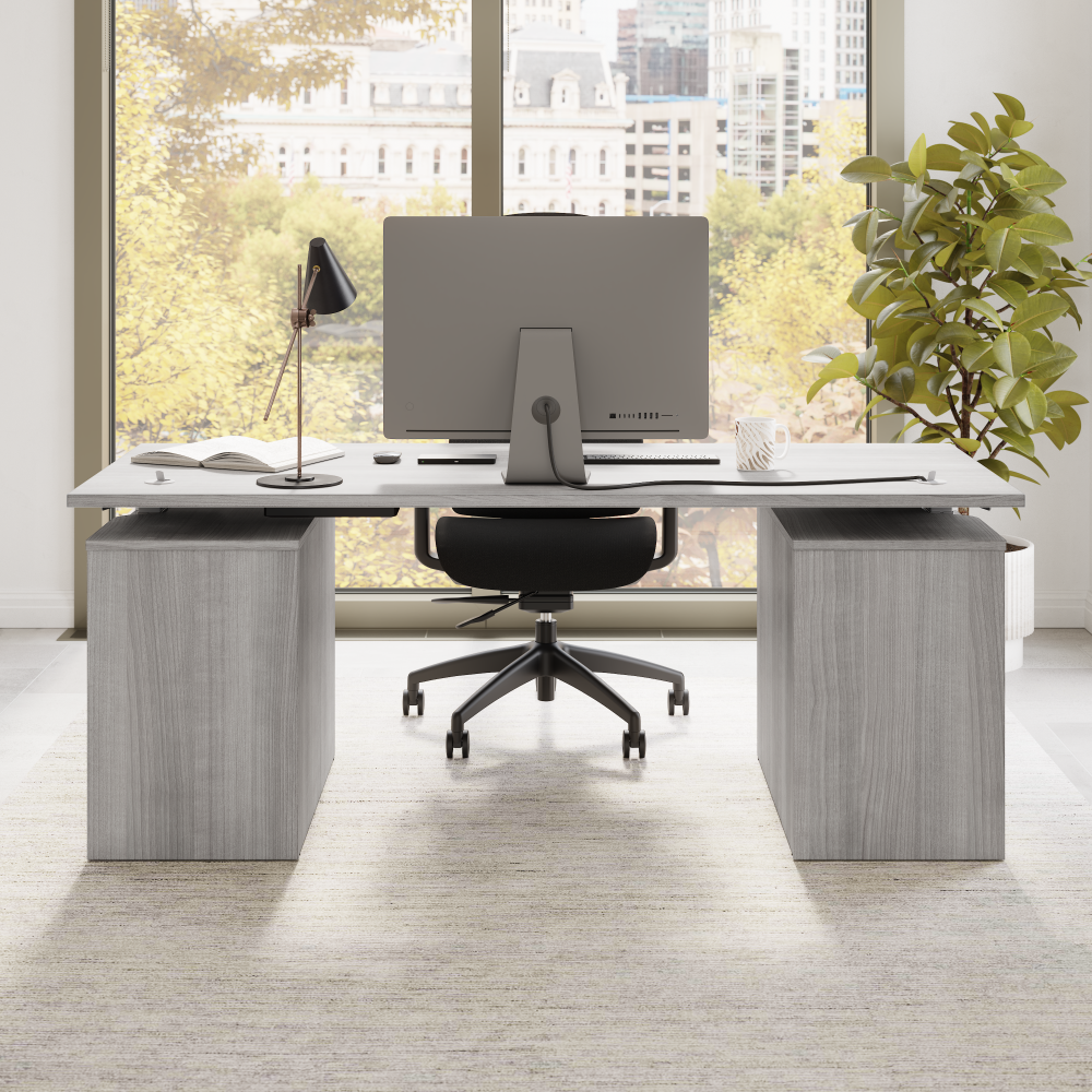 Shop Bush Business Furniture Stratus 72W x 30D Electric Height Adjustable Standing Desk with Drawers, Image 06, SUT010PG, #color_platinum gray