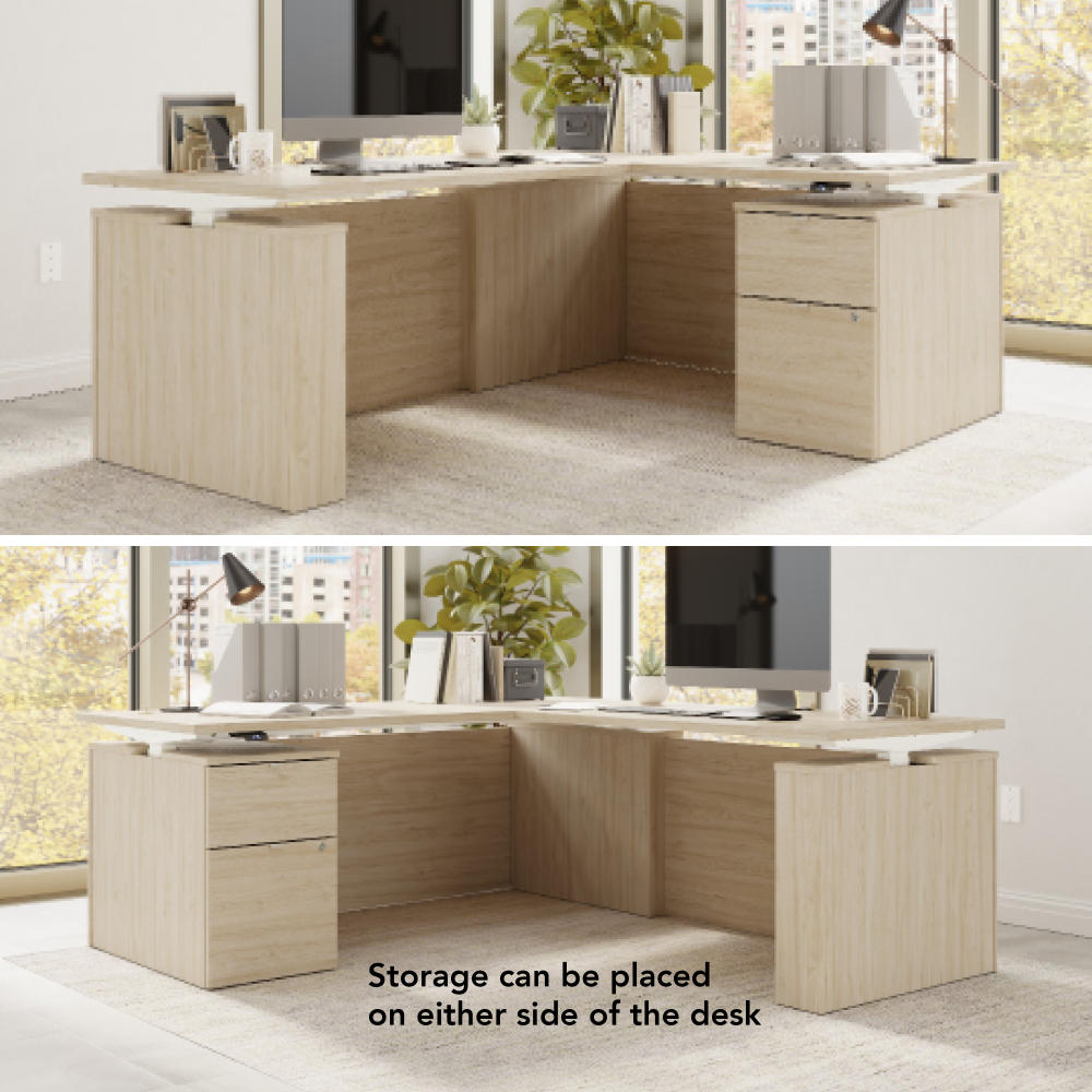 Shop Bush Business Furniture Stratus 72W x 78D Height Adjustable L Shaped Standing Desk with File Cabinet, Image 06, SUT016NE, #color_natural elm