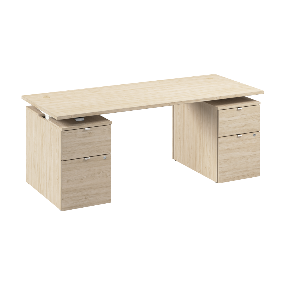 Shop Bush Business Furniture Stratus 72W x 30D Electric Height Adjustable Standing Desk with Drawers, Image 01, SUT010NE, #color_natural elm