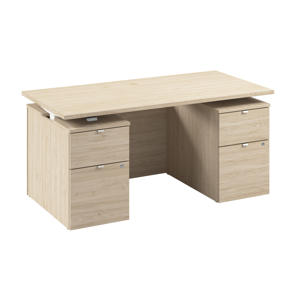 Shop Bush Business Furniture Stratus 60W x 30D Electric Standing Desk with Drawers and Modesty Panel, Image 01, SUT011NE, #color_natural elm
