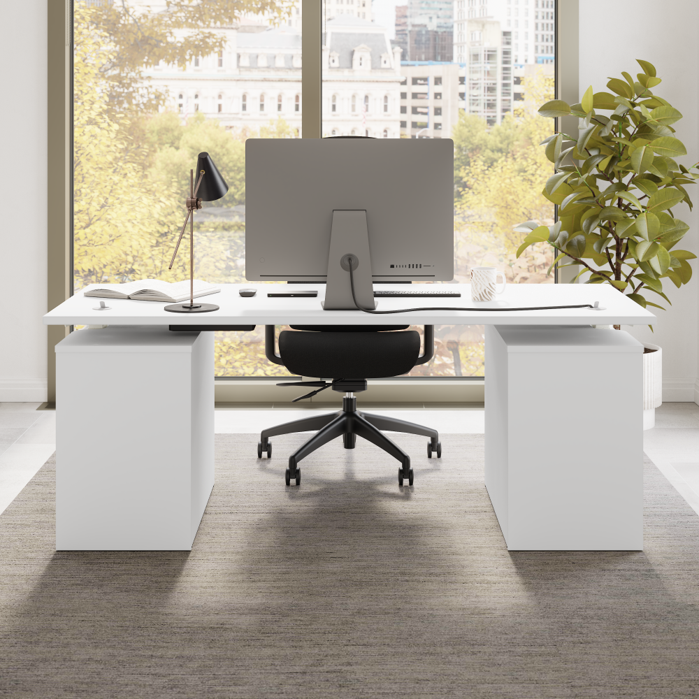 Shop Bush Business Furniture Stratus 72W x 30D Electric Height Adjustable Standing Desk with Drawers, Image 06, SUT010WH, #color_white