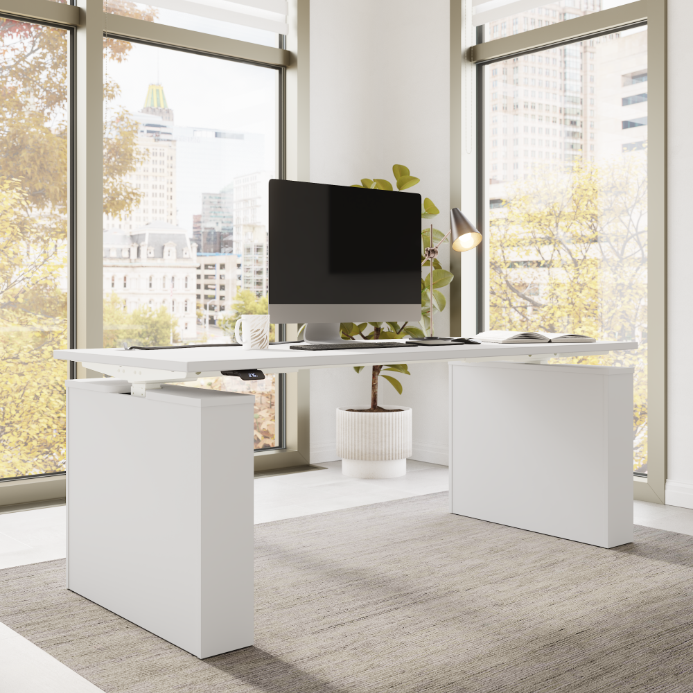 Shop Bush Business Furniture Stratus 72W x 30D Electric Height Adjustable Standing Desk, Image 03, SUT002WH, #color_white