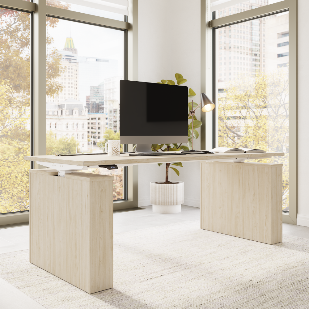 Shop Bush Business Furniture Stratus 72W x 30D Electric Height Adjustable Standing Desk, Image 03, SUT002NE, #color_natural elm
