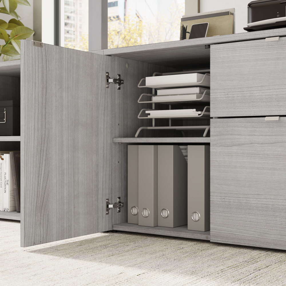 Shop Bush Business Furniture Stratus 72W x 30D Electric Height Adjustable Standing Desk with Storage, Image 06, SUT020PG, #color_platinum gray