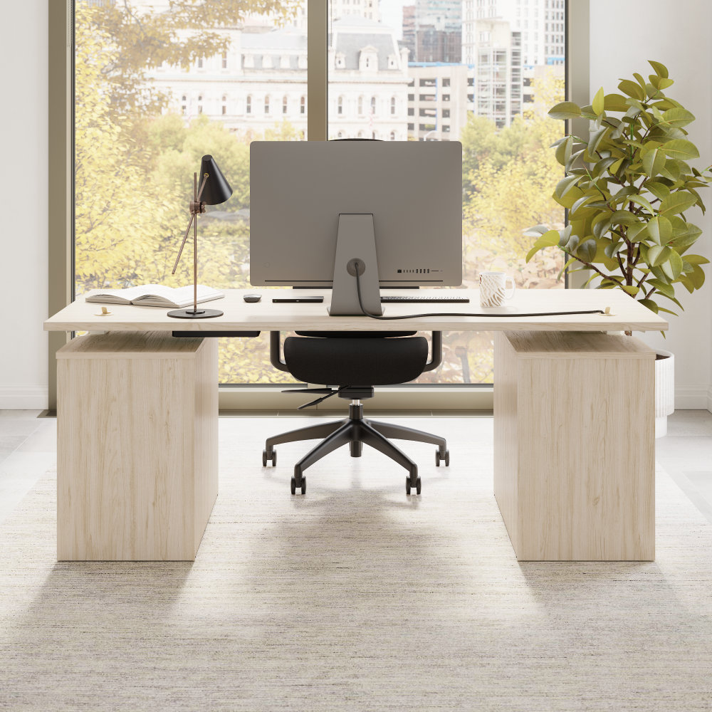 Shop Bush Business Furniture Stratus 72W x 30D Electric Height Adjustable Standing Desk with Drawers, Image 06, SUT010NE, #color_natural elm
