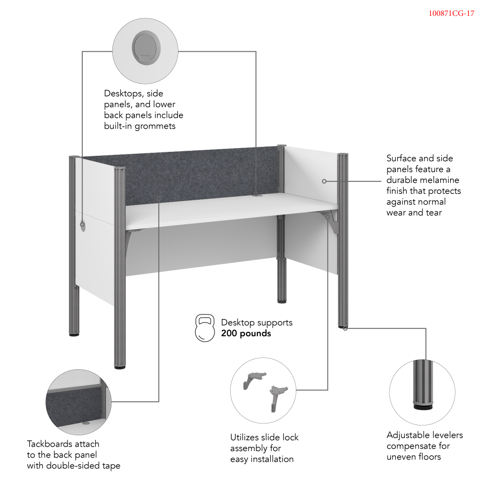 Shop Bush Business Furniture ProBiz Single Cubicle Desk for Office with Low Privacy Panels and Tackboard, Image 06, 100871CG-17, #color_dark gray