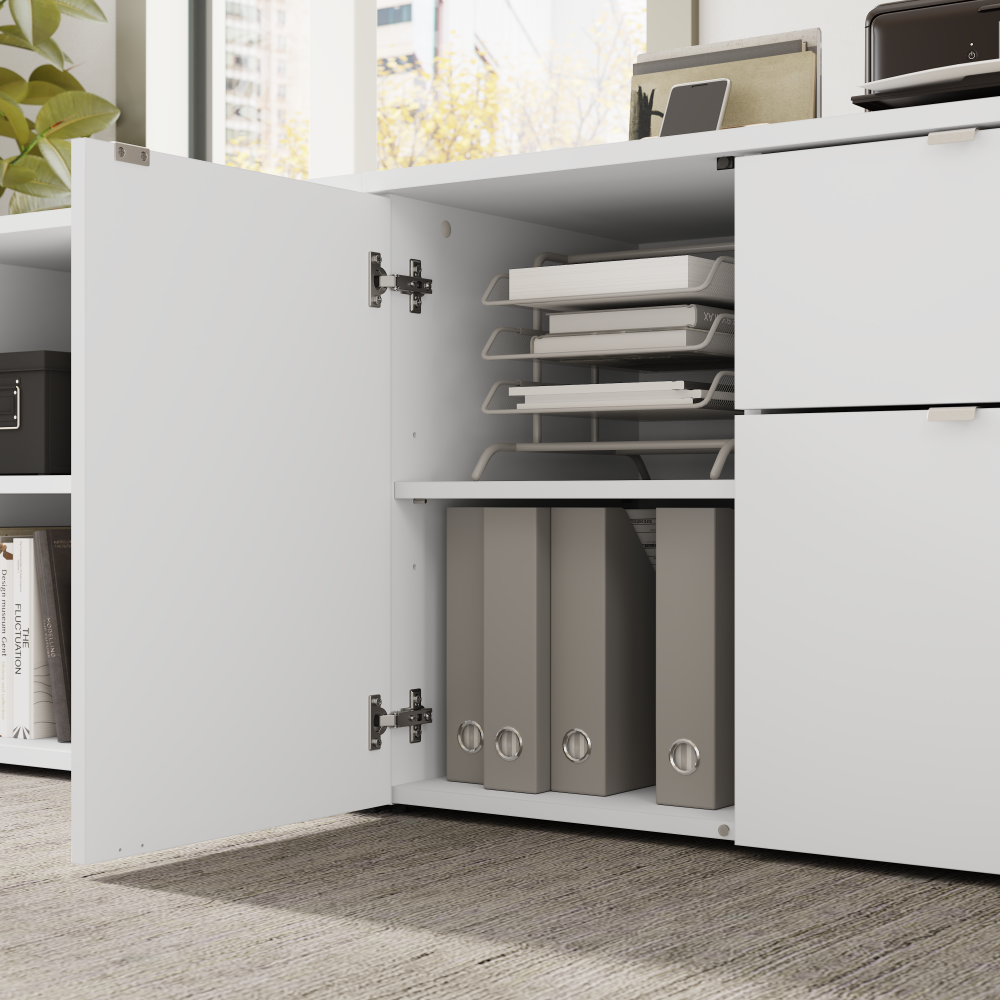 Shop Bush Business Furniture Stratus 72W x 30D Electric Height Adjustable Standing Desk with Storage, Image 06, SUT020WH, #color_white