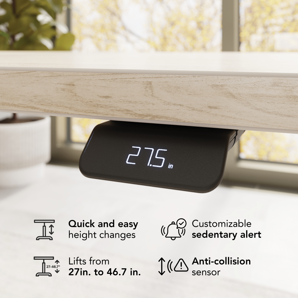 Shop Bush Business Furniture Stratus 60W x 30D Electric Height Adjustable Standing Desk with Drawers, Image 04, SUT009NE, #color_natural elm