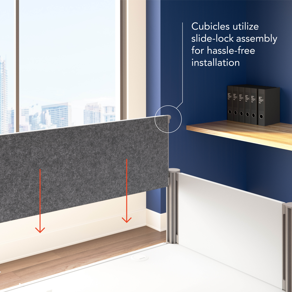 Shop Bush Business Furniture ProBiz Single Cubicle Desk for Office with Low Privacy Panels and Tackboard, Image 04, 100871CG-17, #color_dark gray