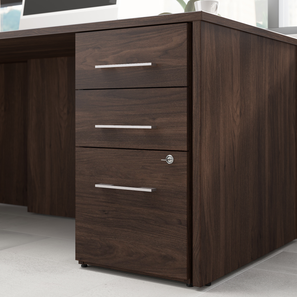 Shop Bush Business Furniture Office 500 16W 3 Drawer File Cabinet - Assembled, Image 04, OFF116BWSU, #color_black walnut