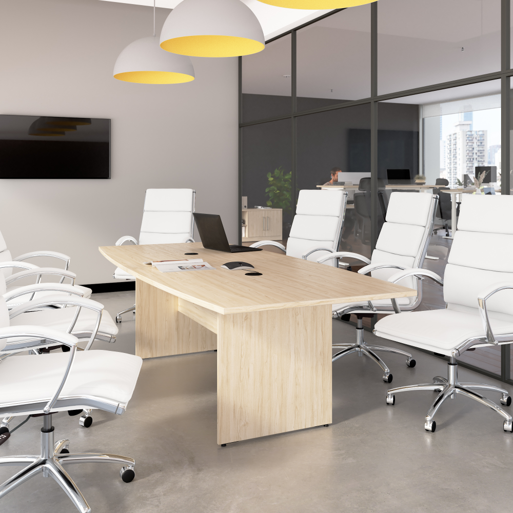Shop Bush Business Furniture 96-inch Office Conference Table with Wood Base, Image 02, 99TB9642NEK, #color_natural elm