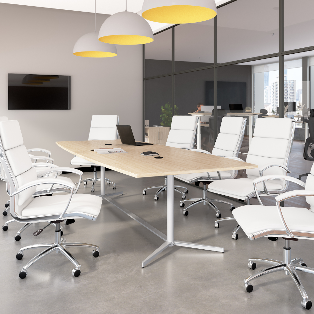 Shop Bush Business Furniture 120-inch Office Conference Table with Metal Base, Image 02, 99TBM120NESVK, #color_natural elm/cool gray metallic