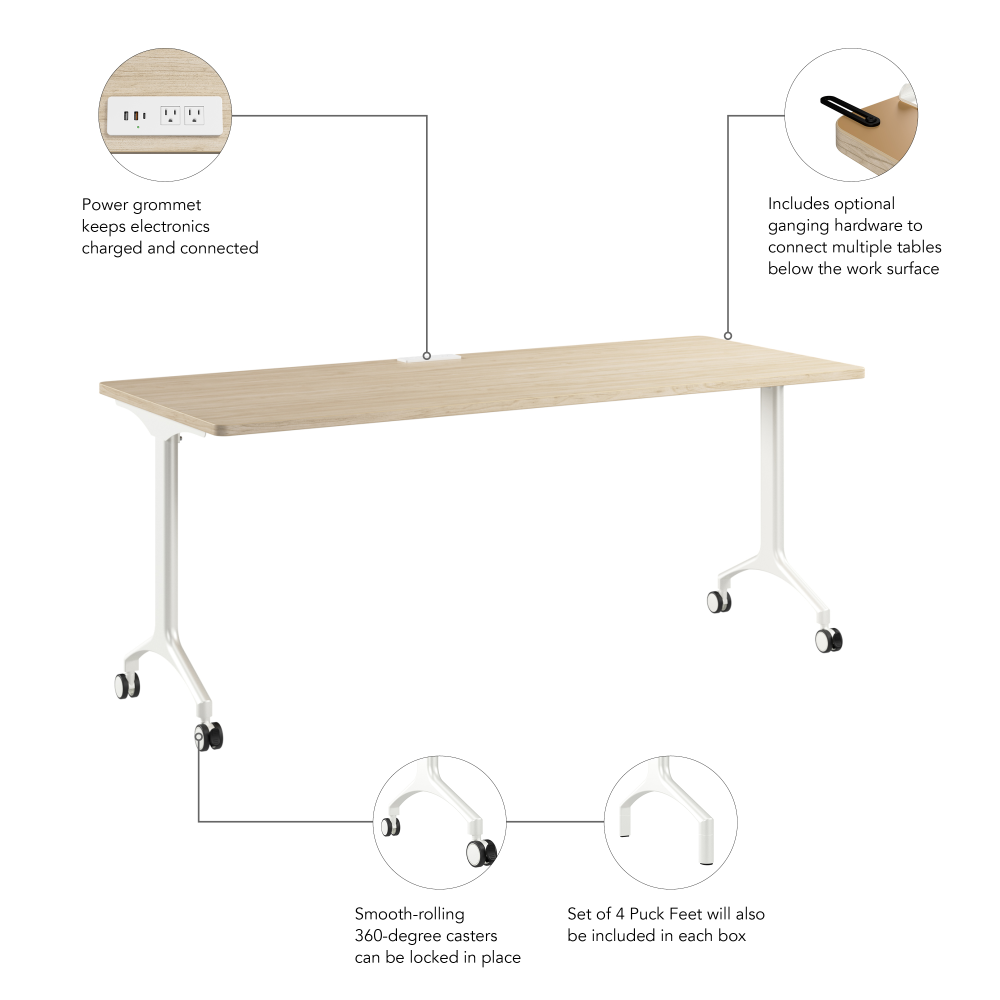 Shop Bush Business Furniture Synergy 72-inch Rectangle Modular Office Conference Table, Image 06, SGD272NE, #color_natural elm