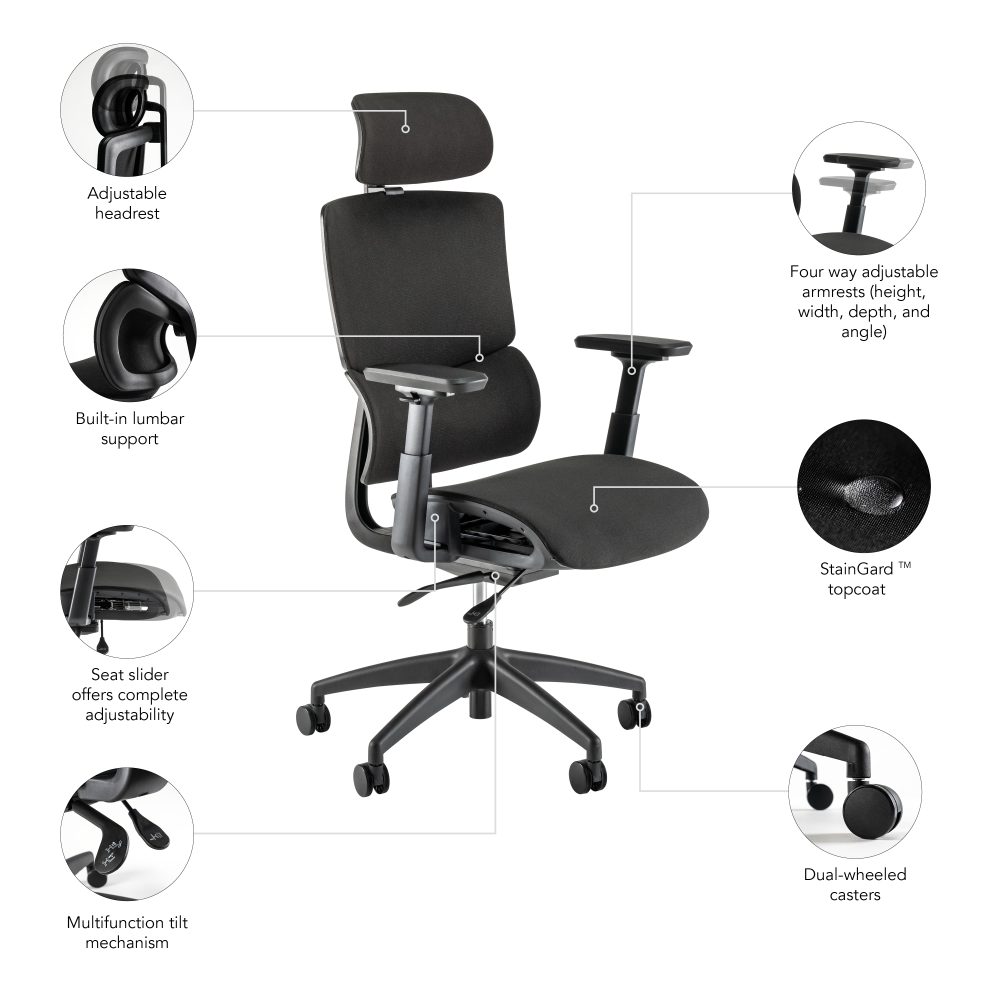 Shop Bush Business Furniture Align High Back Ergonomic Office Chair with Lumbar Support, Image 08, CH3803BLF-03, #color_black nylon mesh