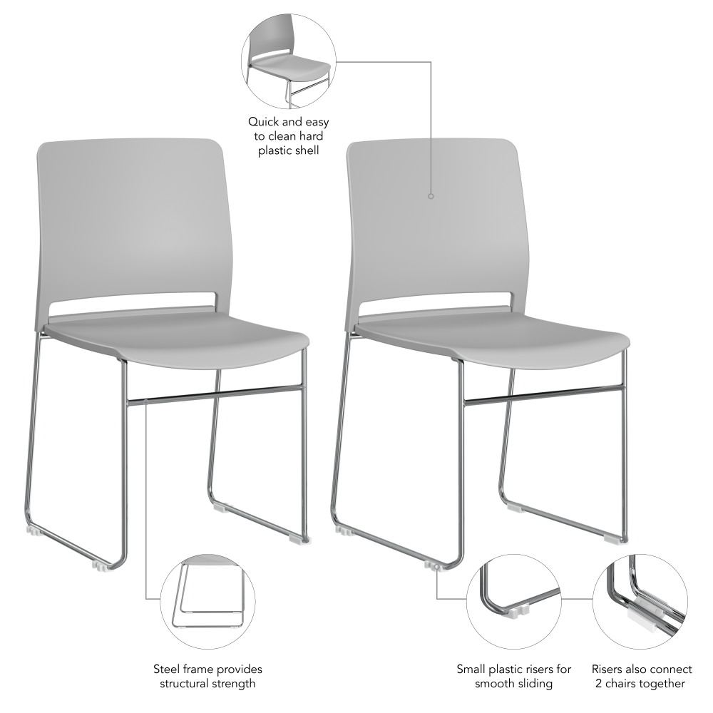 Shop Bush Business Furniture Envision Stackable Chairs - Set of 2, Image 06, CH4003LGP-03, #color_gray