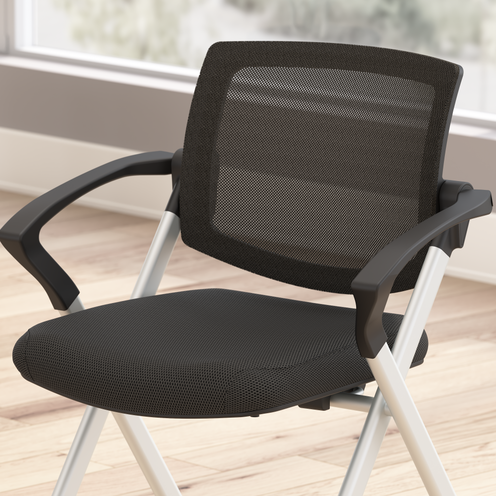 Shop Bush Business Furniture Envision Mesh Back Folding Chairs with Arms - Set of 2, Image 05, CH4001BLF-03, #color_black nylon mesh
