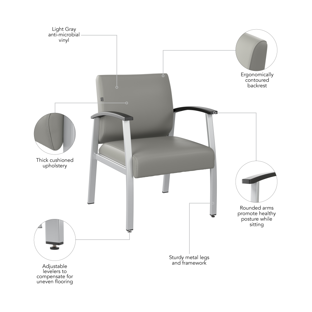 Shop Bush Business Furniture Arrive Waiting Room Guest Chair with Arms, Image 08, CH3901GVL-03, #color_light gray vinyl