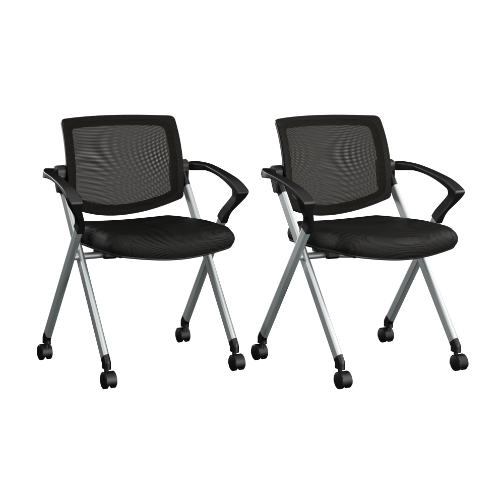 Shop Bush Business Furniture Envision Mesh Back Folding Chairs with Arms - Set of 2, Image 01, CH4001BLF-03, #color_black nylon mesh
