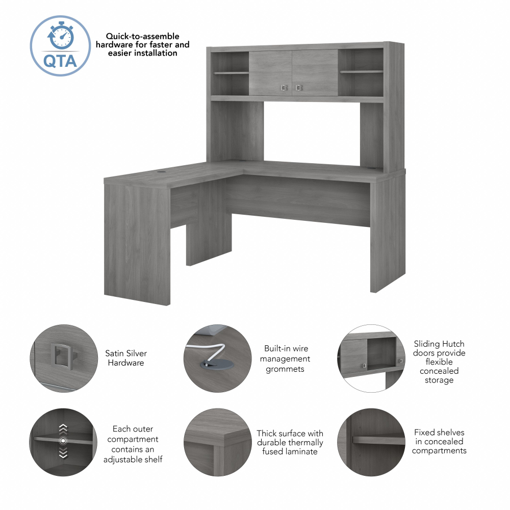 Shop Bush Business Furniture Echo L Shaped Desk with Hutch, Image 07, ECH031MG, #color_modern gray