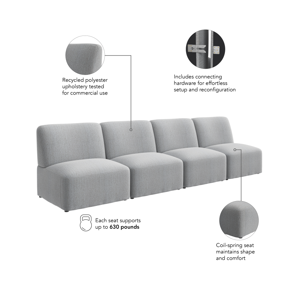 Shop Bush Business Furniture Assemble Modular 4 Seater Sectional Lounge Sofa, Image 07, ASM003FGF, #color_fog fabric