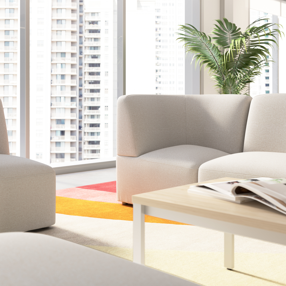 Shop Bush Business Furniture Assemble Modular Corner Lounge Chair, Image 02, ASM330OTF-03, #color_oat fabric