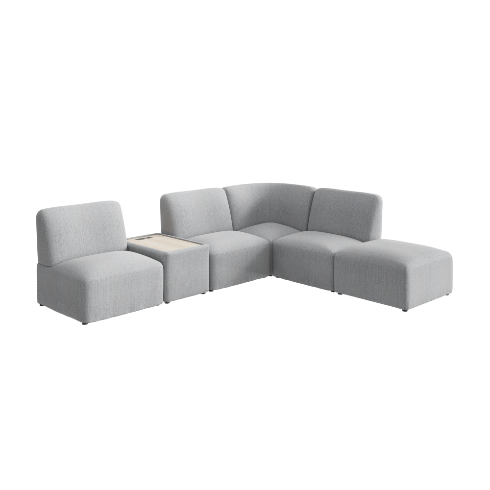 Shop Bush Business Furniture Assemble Modular 5 Seater L Shaped Sectional with Charging Station, Image 01, ASM005FGF, #color_fog fabric