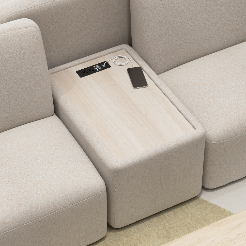 Shop Bush Business Furniture Assemble Modular Side Table with Charging Station, Image 02, ASM120OTF-03, #color_oat fabric