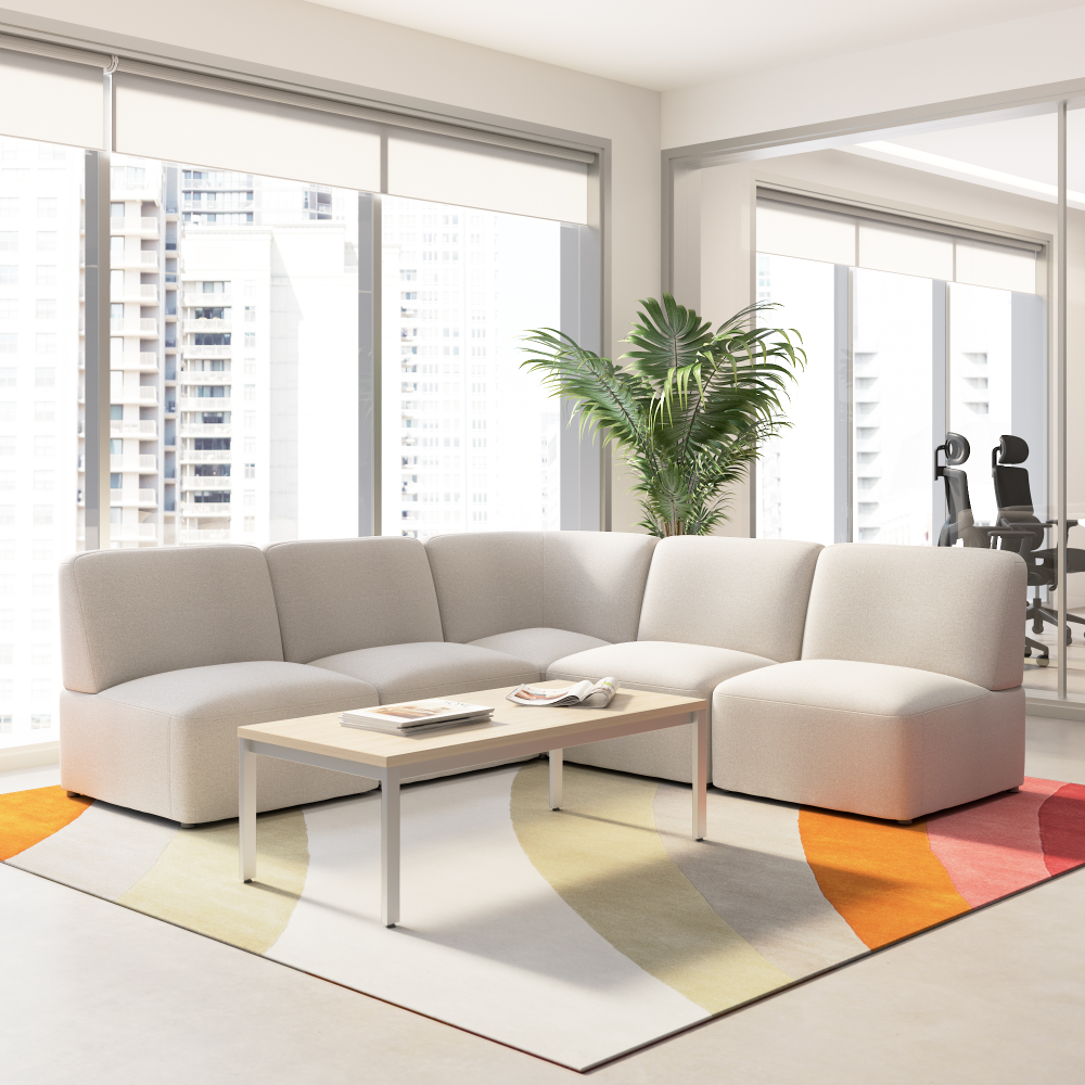 Shop Bush Business Furniture Assemble Modular 5 Seater L Shaped Sectional Lounge Sofa, Image 02, ASM004OTF, #color_oat fabric