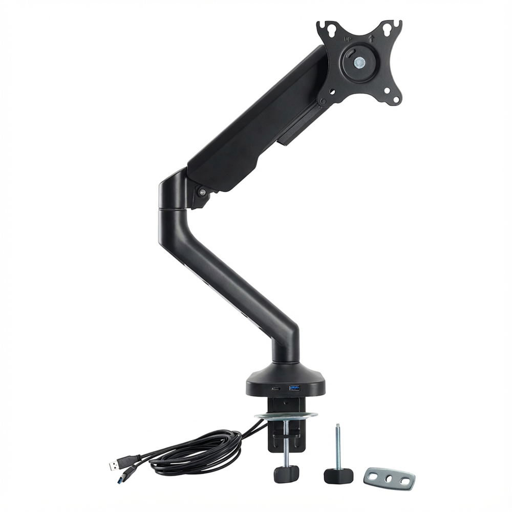 Shop Bush Business Furniture Adjustable Monitor Arm with USB Port, Image 01, AC99890-03, #color_black paint