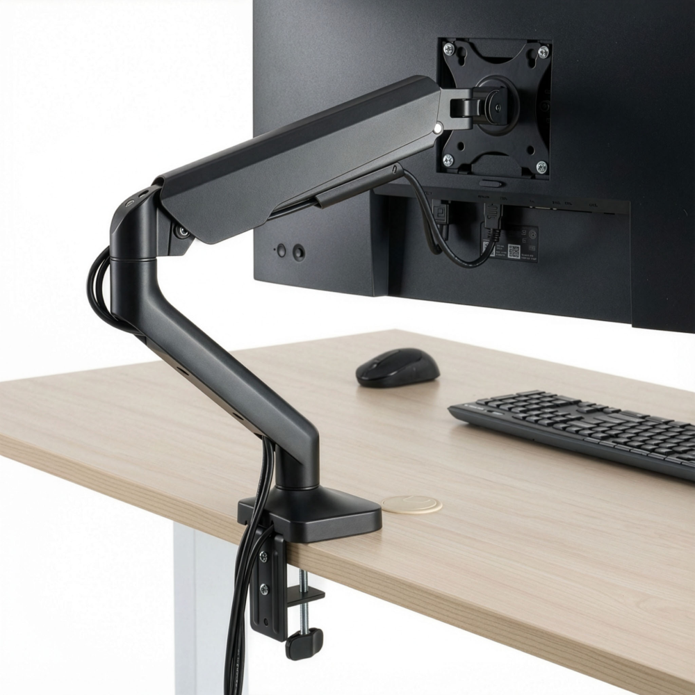 Shop Bush Business Furniture Adjustable Monitor Arm with USB Port, Image 02, AC99890-03, #color_black paint