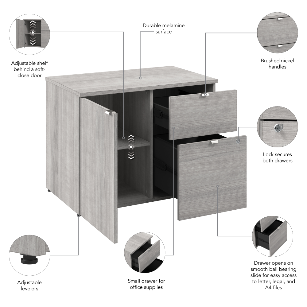 Shop Bush Business Furniture Stratus 30W Office Storage Cabinet with Drawers, Image 06, SUS130PG, #color_platinum gray