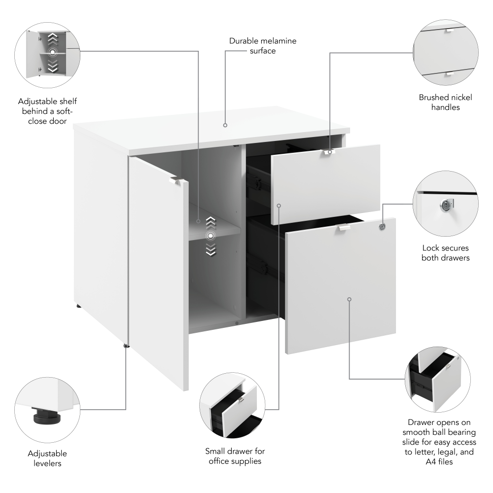 Shop Bush Business Furniture Stratus 30W Office Storage Cabinet with Drawers, Image 06, SUS130WH, #color_white