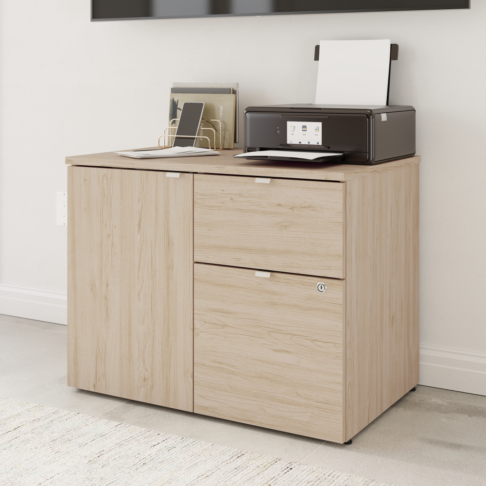 Shop Bush Business Furniture Stratus 30W Office Storage Cabinet with Drawers, Image 02, SUS130NE, #color_natural elm