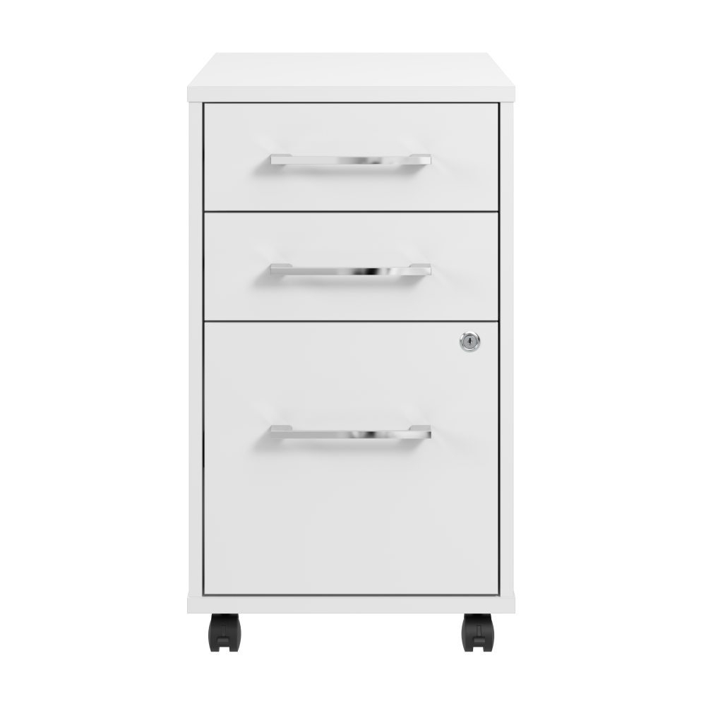 Shop Bush Business Furniture Hustle 3 Drawer Mobile File Cabinet, Image 03, HUF116WH, #color_white