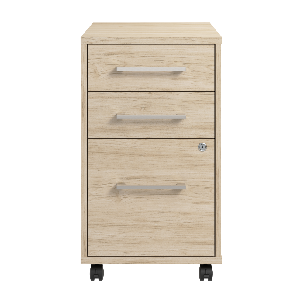 Shop Bush Business Furniture Hustle 3 Drawer Mobile File Cabinet, Image 03, HUF116NE, #color_natural elm