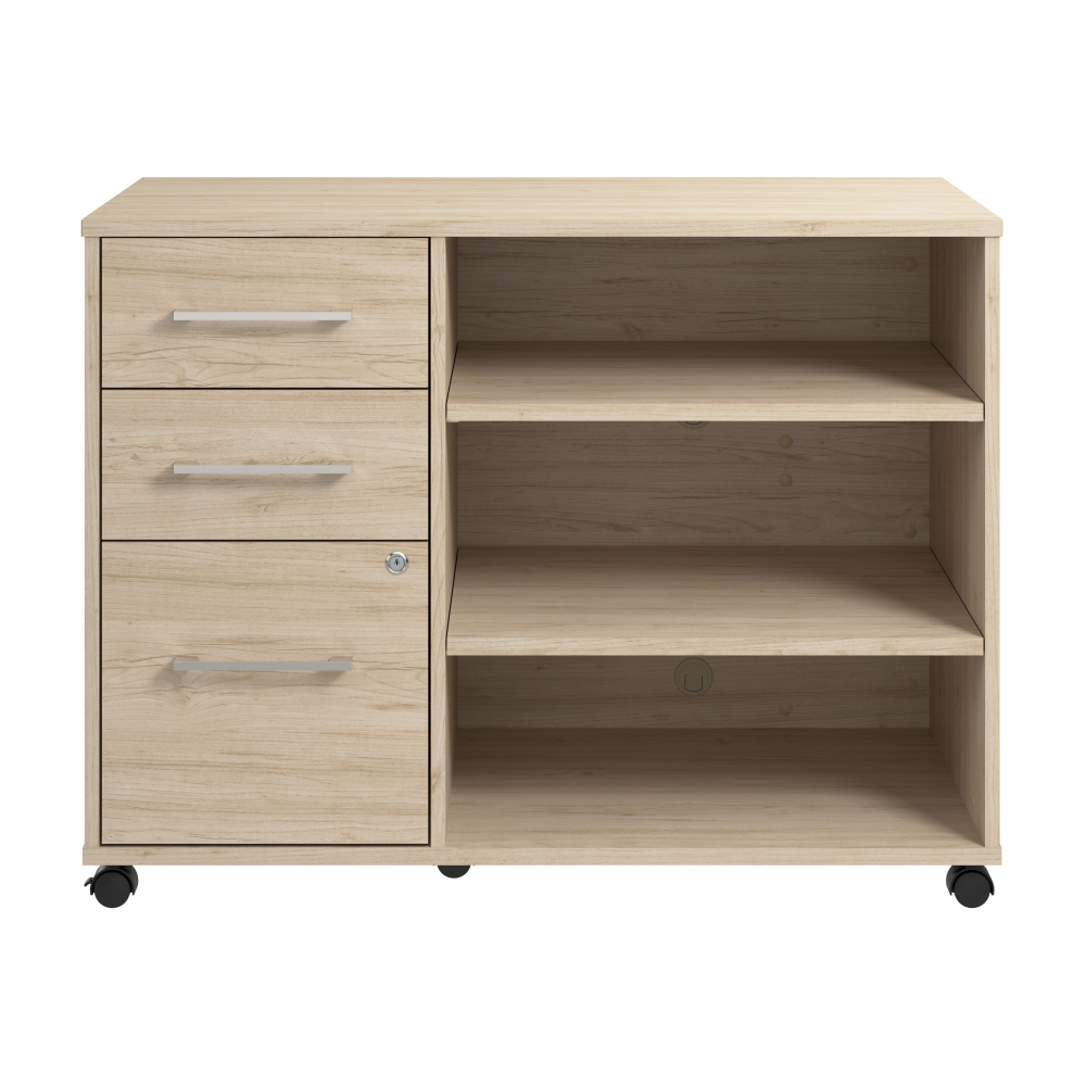 Shop Bush Business Furniture Hustle Office Storage Cabinet with Wheels, Image 03, HUF140NE, #color_natural elm