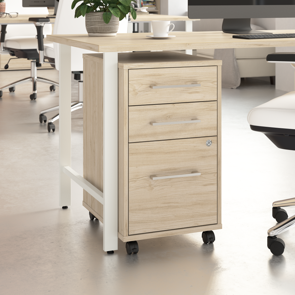 Shop Bush Business Furniture Hustle 3 Drawer Mobile File Cabinet, Image 02, HUF116NE, #color_natural elm