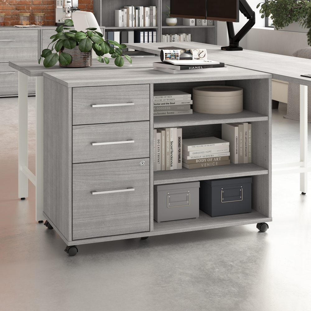 Shop Bush Business Furniture Hustle Office Storage Cabinet with Wheels, Image 02, HUF140PG, #color_platinum gray