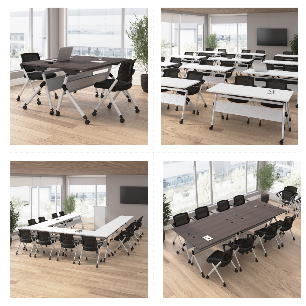 Shop Bush Business Furniture Envision 72W Folding Training Table and 2 Folding Chairs, Image 03, NVS004SG, #color_storm gray/cool gray metallic