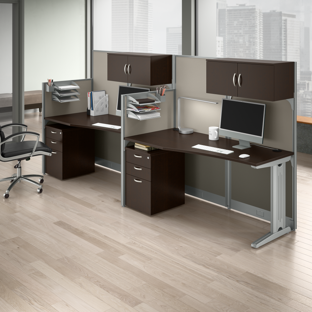 Shop Bush Business Furniture Office in an Hour 65W Straight Cubicle Desk with Storage, Drawers, and Organizers, Image 03, WC36892-03STGK, #color_mocha cherry