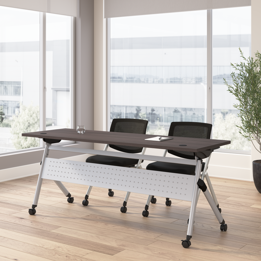 Shop Bush Business Furniture Envision 72W Folding Training Table and 2 Folding Chairs, Image 02, NVS004SG, #color_storm gray/cool gray metallic
