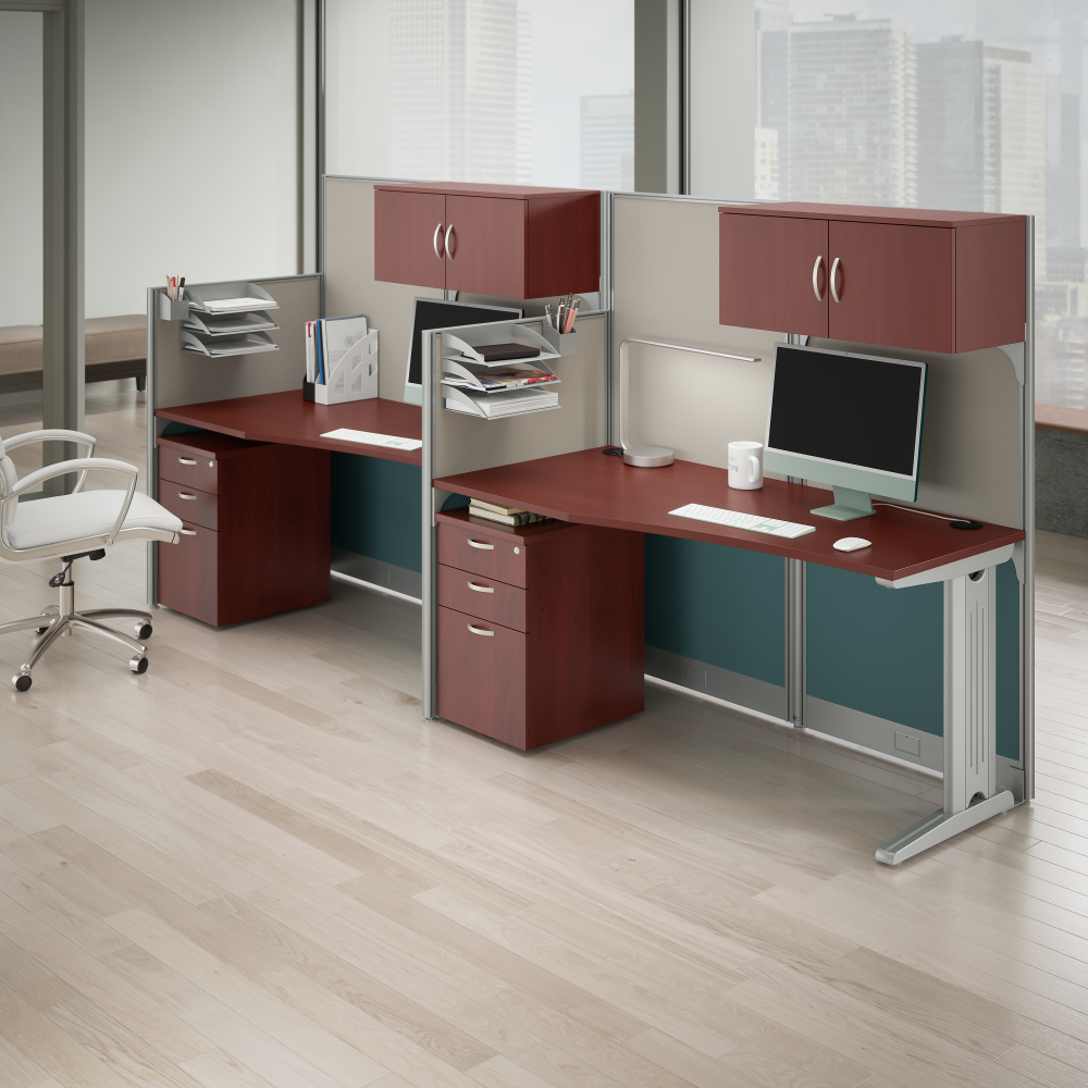 Shop Bush Business Furniture Office in an Hour 65W Straight Cubicle Desk with Storage, Drawers, and Organizers, Image 03, WC36492-03STGK, #color_hansen cherry