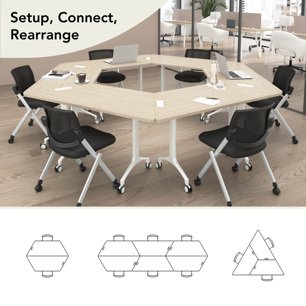 Shop Bush Business Furniture Synergy 60-inch Trapezoid Modular Office Conference Table, Image 04, SGD160NE, #color_natural elm