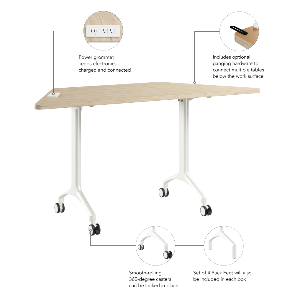 Shop Bush Business Furniture Synergy 60-inch Trapezoid Modular Office Conference Table, Image 07, SGD160NE, #color_natural elm